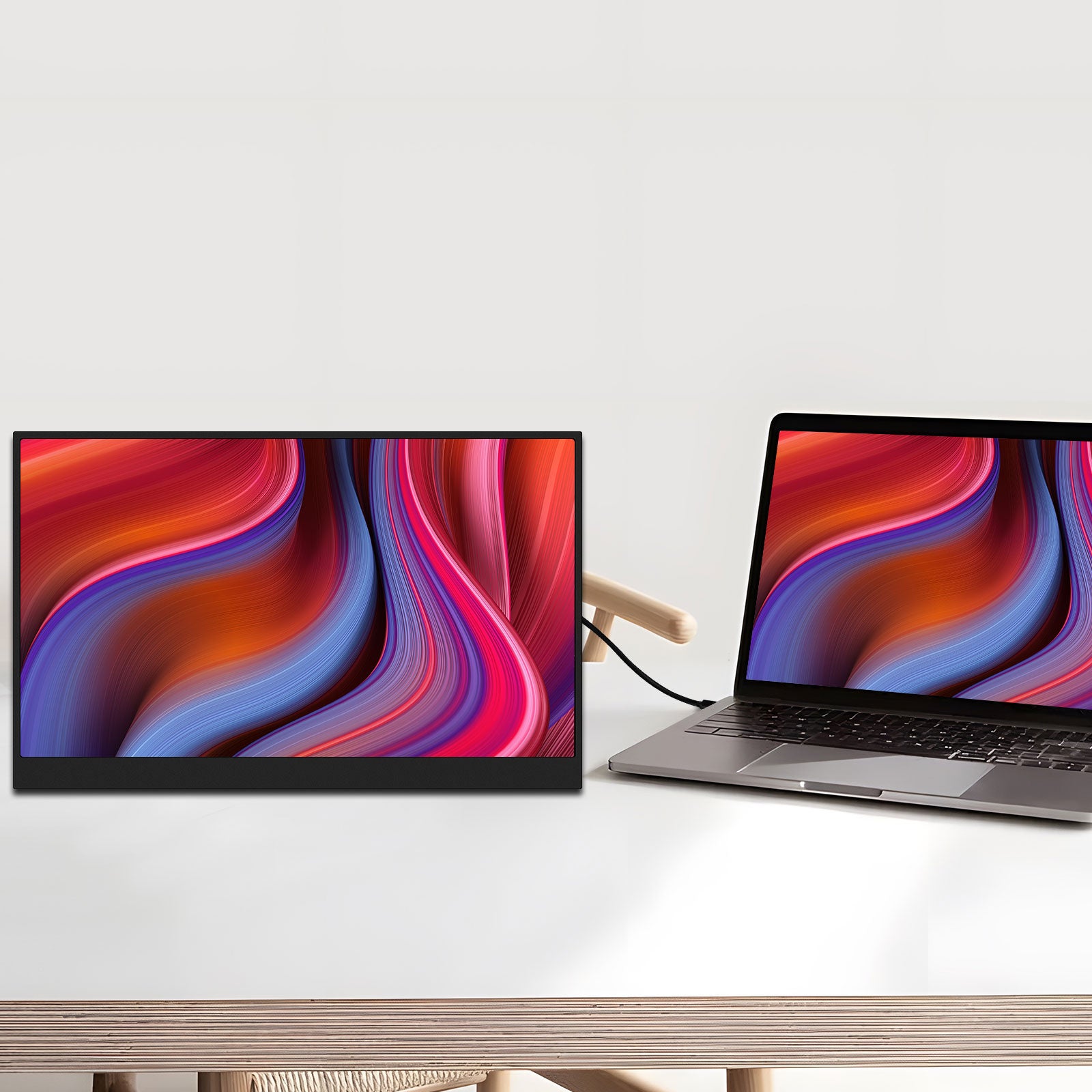 KURIETIM Portable Monitor - 21.5" 1080P FHD IPS 100Hz Laptop Extended Monitor with Kickstand and USB-C Plug for Laptop