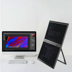 15.6” 1080P FHD Dual Portable Monitor, IPS Display with HDR Support, 60Hz Portable Screen Extender, Foldable Travel Monitor with Power Adapter, Plug & Play USB-C/HDMI