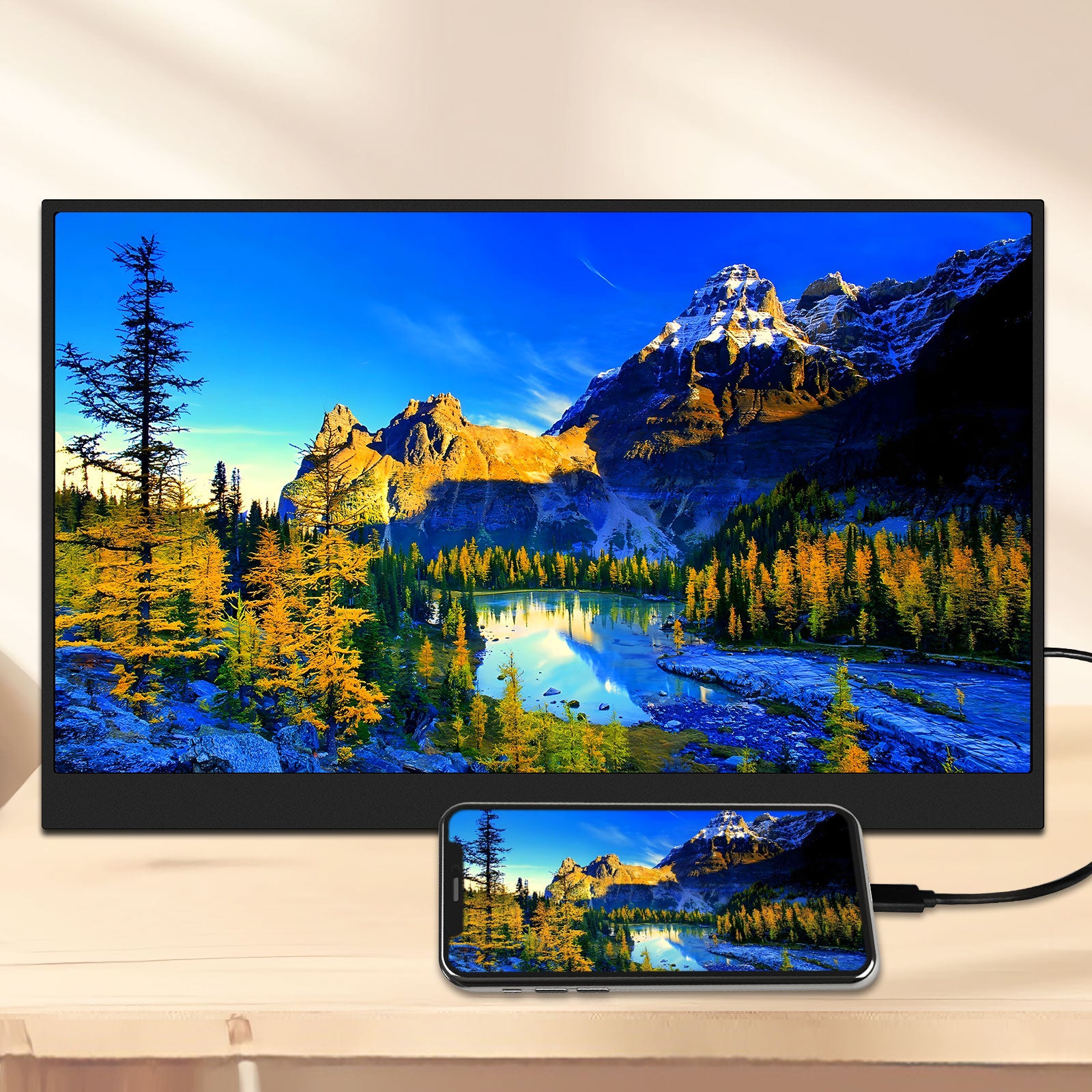KURIETIM Portable Monitor - 21.5" 1080P FHD IPS 100Hz Laptop Extended Monitor with Kickstand and USB-C Plug for Laptop
