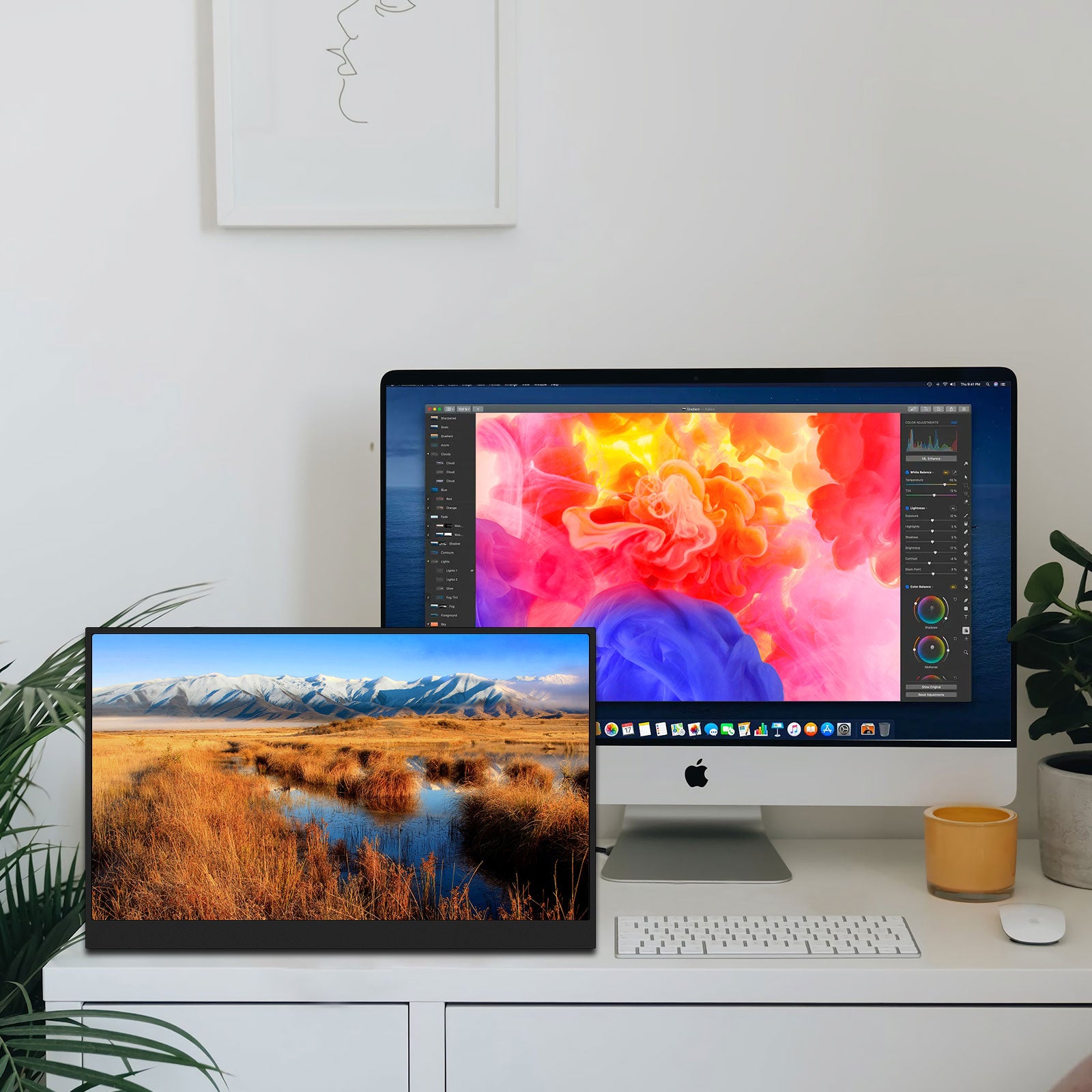KURIETIM Portable Monitor - 21.5" 1080P FHD IPS 100Hz Laptop Extended Monitor with Kickstand and USB-C Plug for Laptop