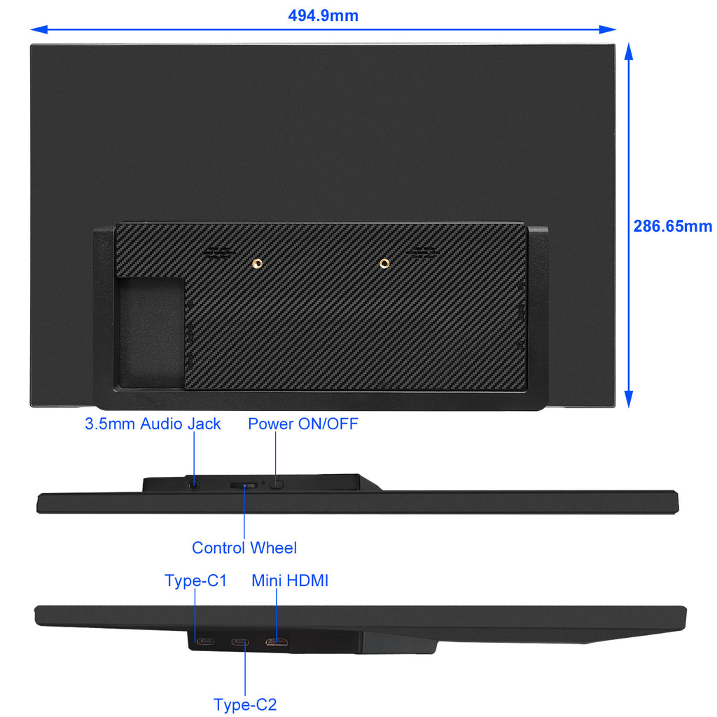 KURIETIM Portable Monitor - 21.5" 1080P FHD IPS 100Hz Laptop Extended Monitor with Kickstand and USB-C Plug for Laptop