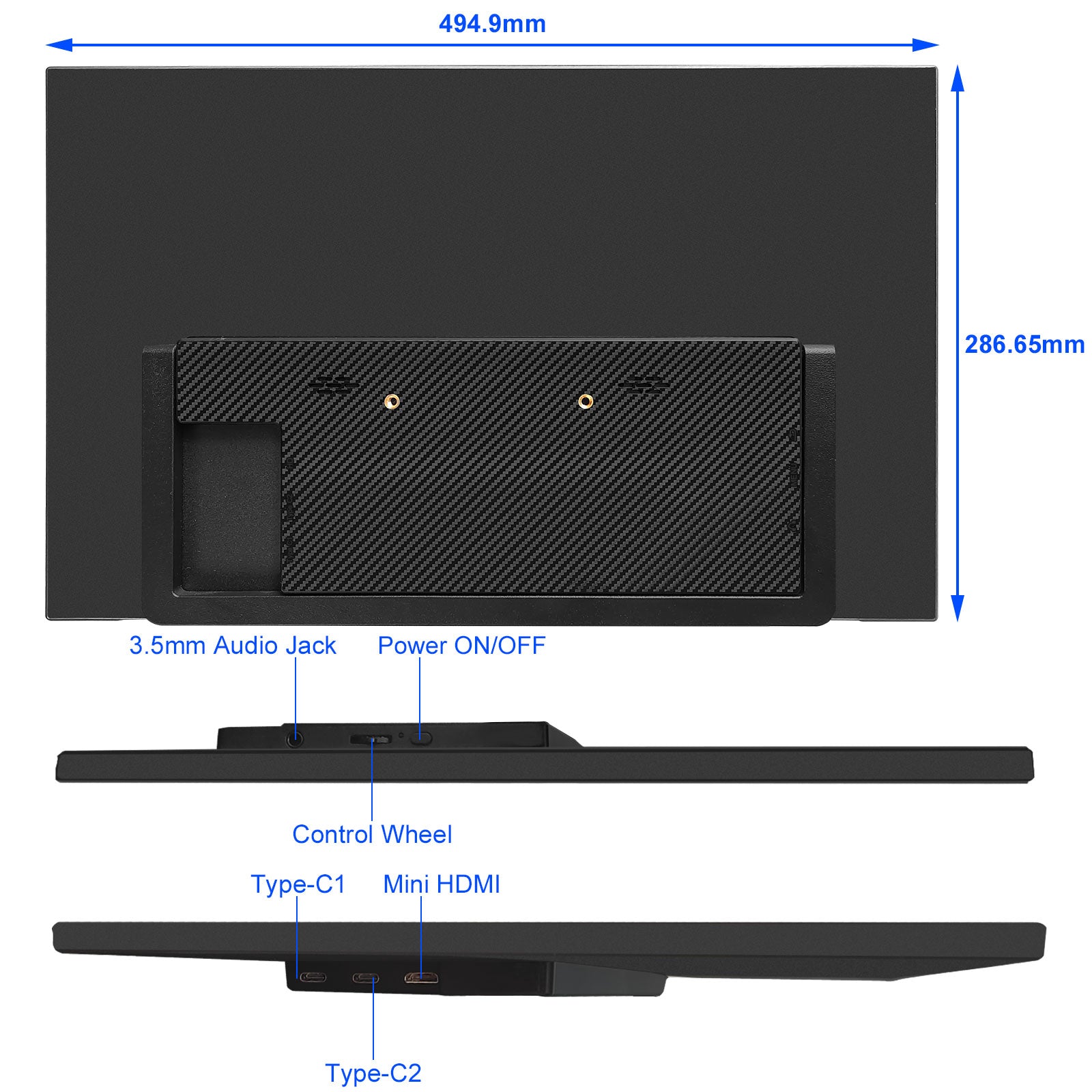 KURIETIM Portable Monitor - 21.5" 1080P FHD IPS 100Hz Laptop Extended Monitor with Kickstand and USB-C Plug for Laptop