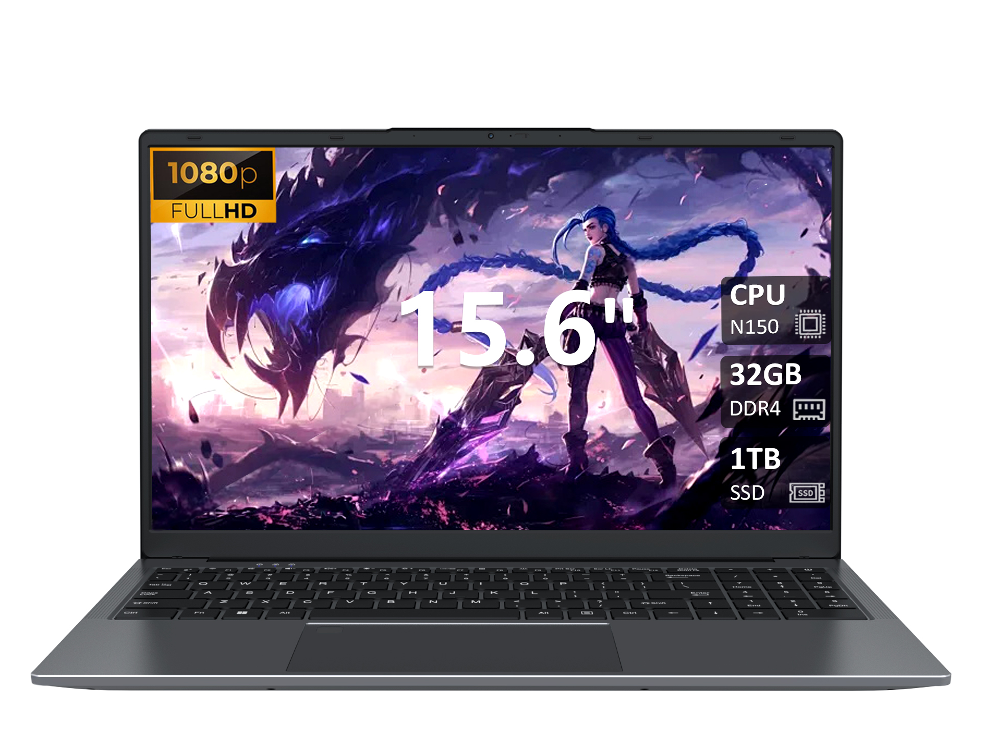 KurieTim 15.6"" FHD Laptop, Intel N150, 32GB RAM, 1TB SSD