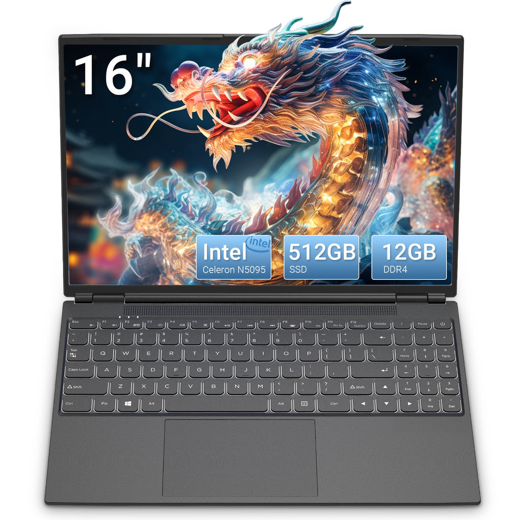 16" FHD Laptop, Intel N5095 Processor, 12GB RAM 512GB SSD, Windows 11,Portable Computer for Work & Student