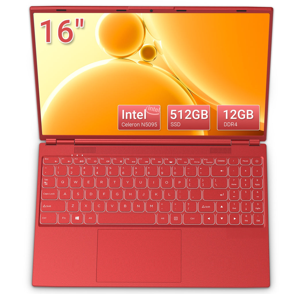 16" Business Laptop, FHD IPS Display, Celeron N5095, 12GB RAM, 512GB SSD,Backlit Keyboard, Fingerprint Reader, Lightweight for Student Home Office
