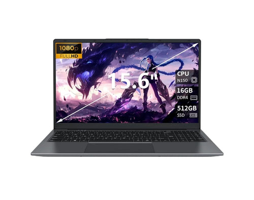 KurieTim 15.6"" FHD Laptop, Intel Alder Lake N150, 16GB RAM, 512GB SSD