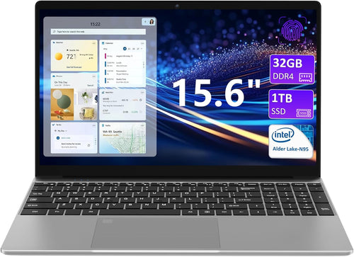 KurieTim 15.6 FHD Laptop, Intel N95 Processor, 32GB DDR4, 512GB SSD Silver