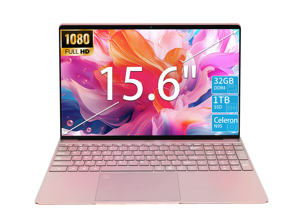 KurieTim 15.6" Laptop,Intel N95,32GB RAM,1TB SSD,Rose