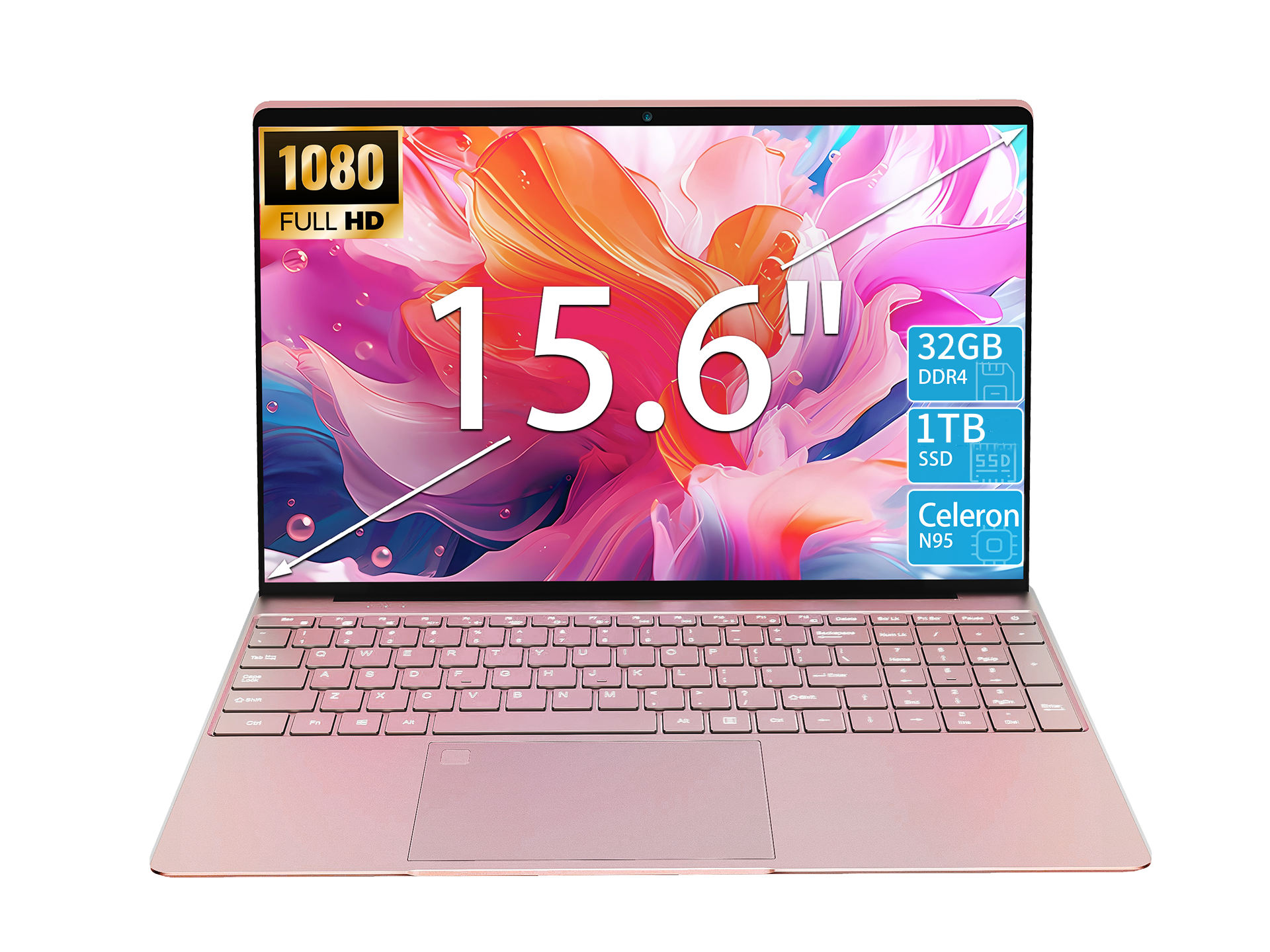 KurieTim 15.6" Laptop,Intel N95,32GB RAM,1TB SSD,Rose