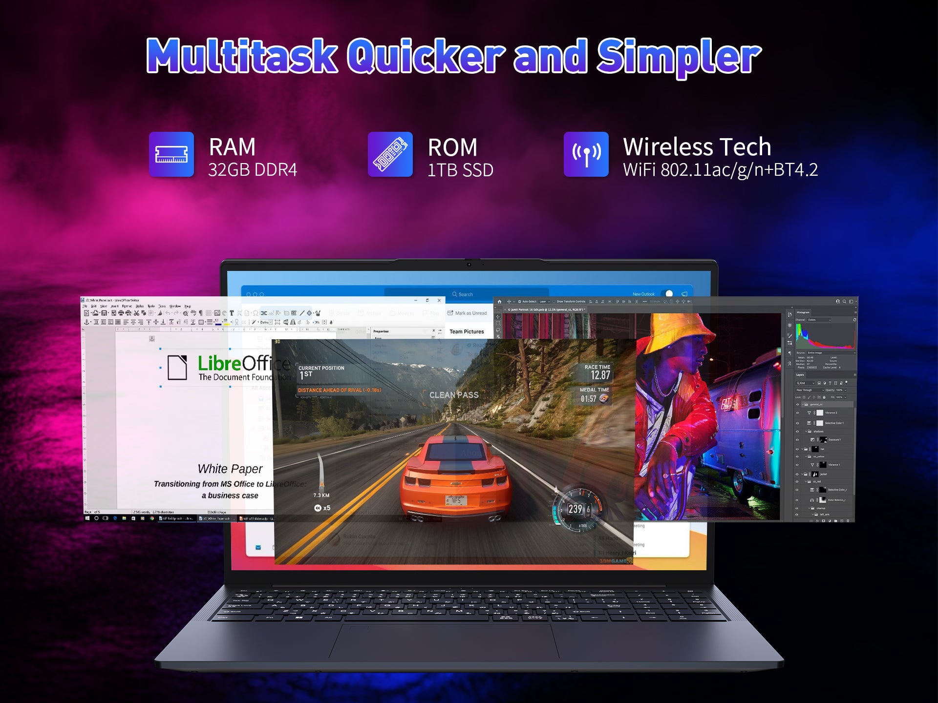 KurieTim 16" FHD Gaming Laptop,Intel Core i7-13620H,32GB DDR4,1TB SSD