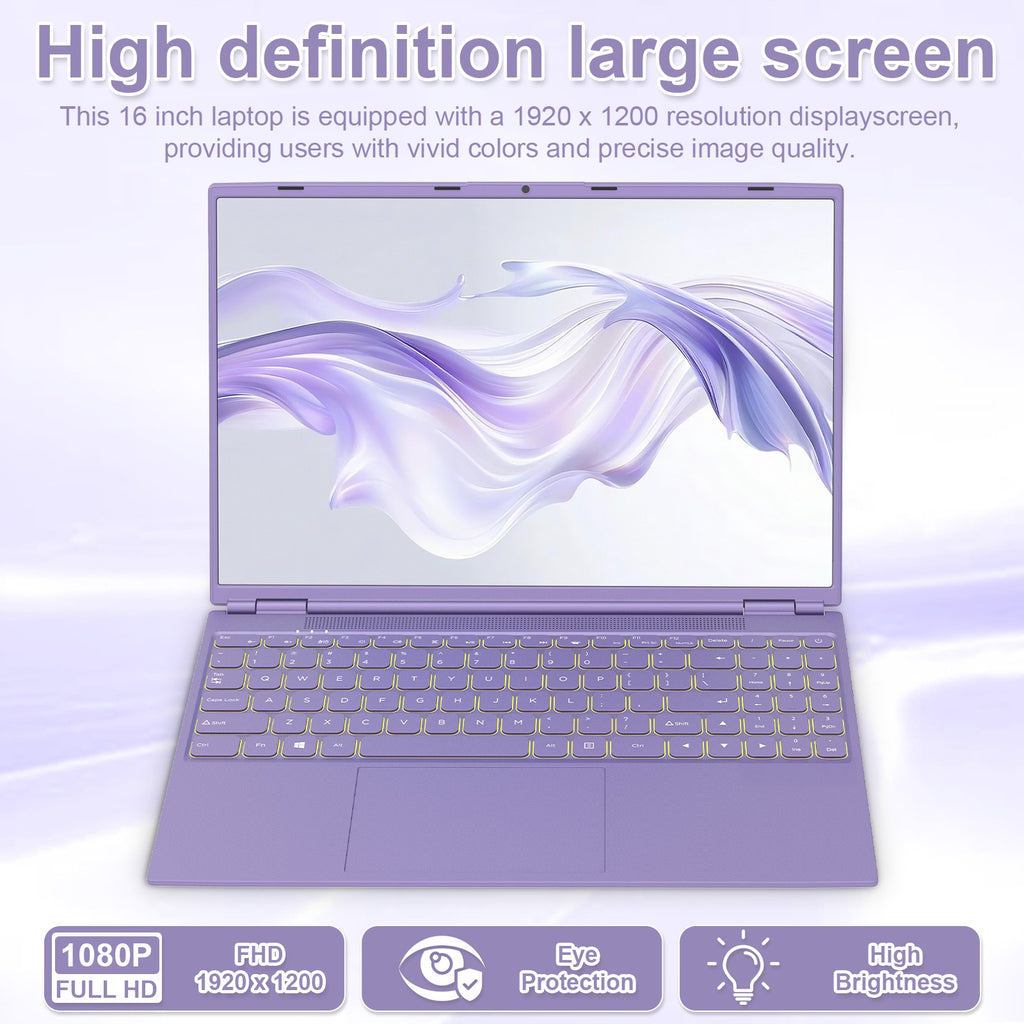 16" FHD Laptop, Intel N5095 Processor, 12GB RAM 512GB SSD, Windows 11,Portable Computer for Work & Student