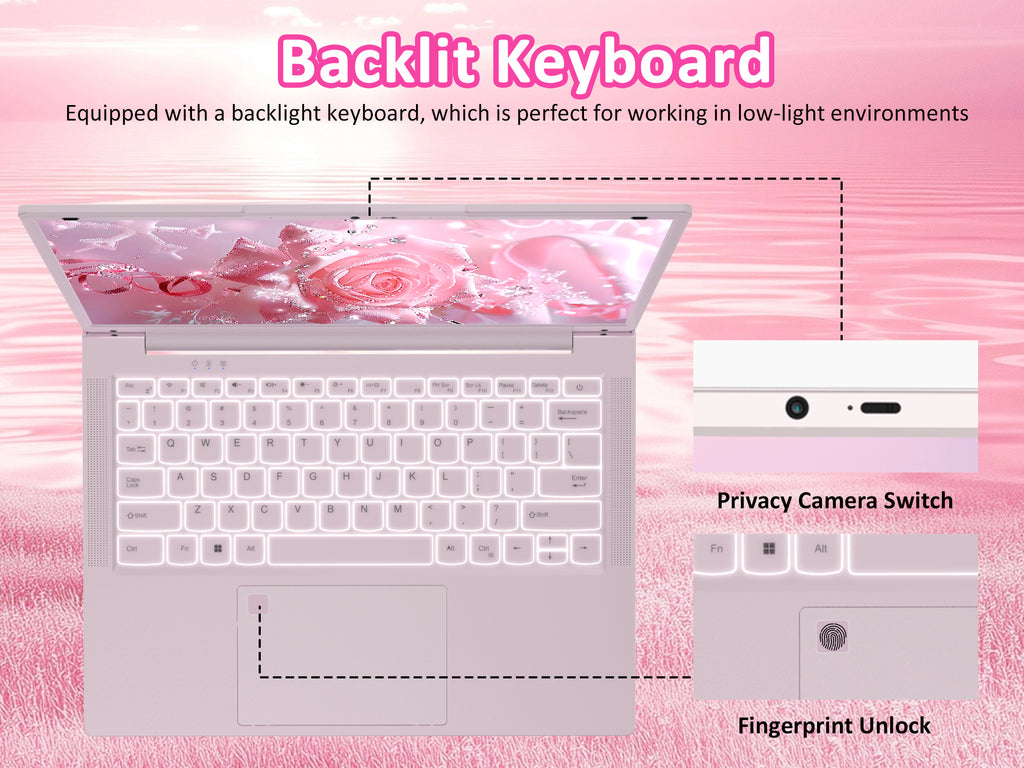 14.1" Laptop,Intel Celeron N5105(Beat N5095, 4C/4T), 16GB RAM, 512GB SSD Backlit Keyboard, Win11 Pro