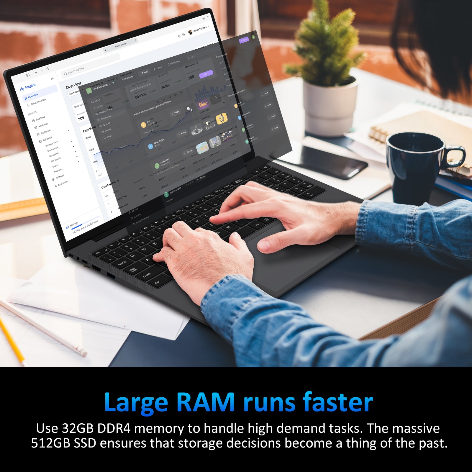 KurieTim 16'' Laptop Computer,AMD Ryzen 3250U,8GB RAM, 512GB SSD