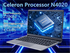 KURIETIM 14.1 Inch FHD Laptop, Intel Celeron N4020, 8GB RAM 256GB SSD, Windows 11 Pro, 180° Hinge, Business & Student Laptop