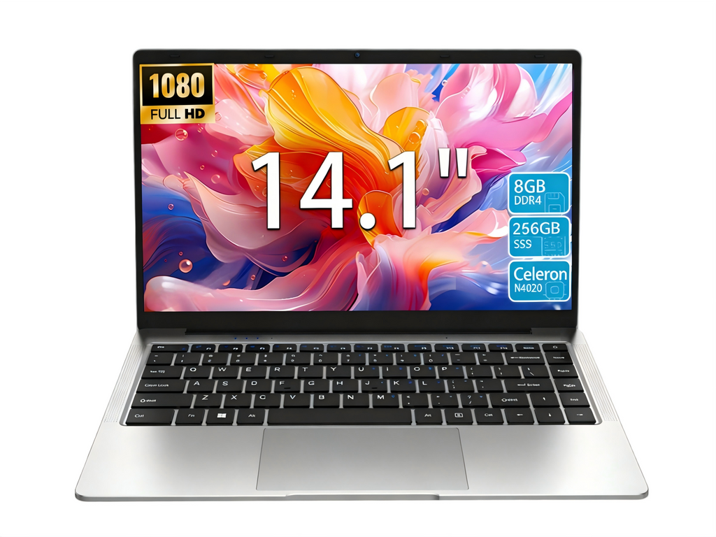 KURIETIM 14.1 Inch FHD Laptop, Intel Celeron N4020, 8GB RAM 256GB SSD, Windows 11 Pro, 180° Hinge, Business & Student Laptop